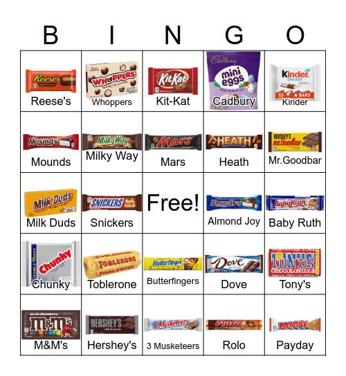 C H O C O L A T E S Bingo Card