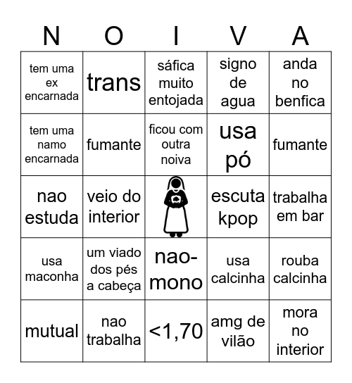 namorade/ficante de noiva Bingo Card
