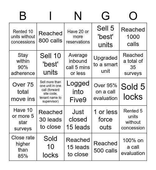 SALES BINGO Card