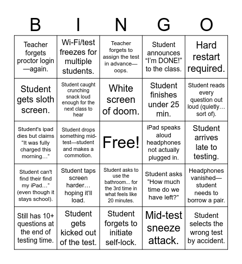 Proctor BINGO Card