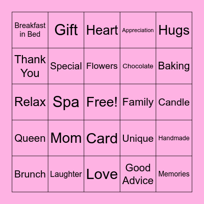 Mother's Day Bingo Card
