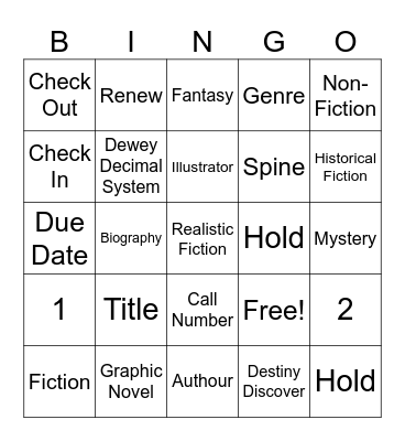 Library Lingo Bingo Card