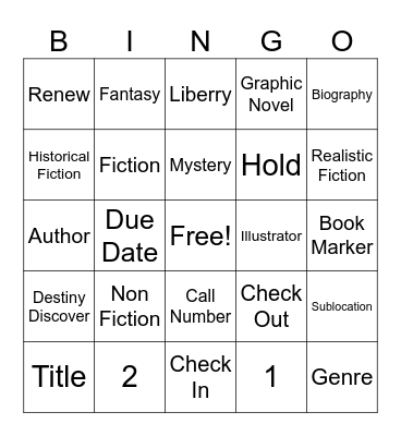 Library Lingo Bingo Card