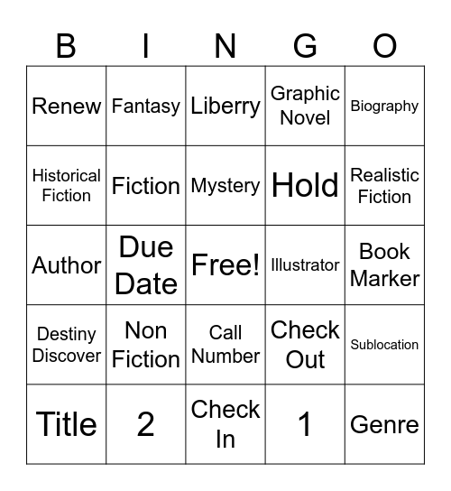 Library Lingo Bingo Card