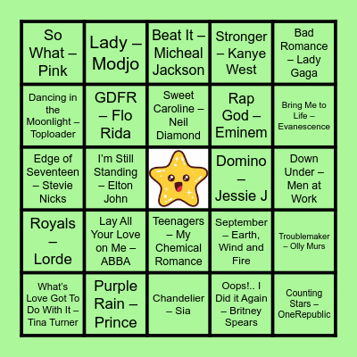 Musical Bingo 3 - Round 1 Bingo Card