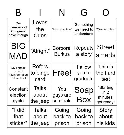 McLindon Bingo Card
