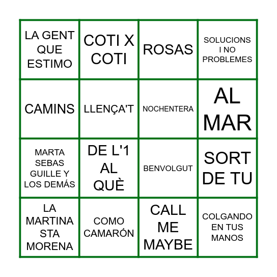 BINGO MUSICAL 55è Bingo Card