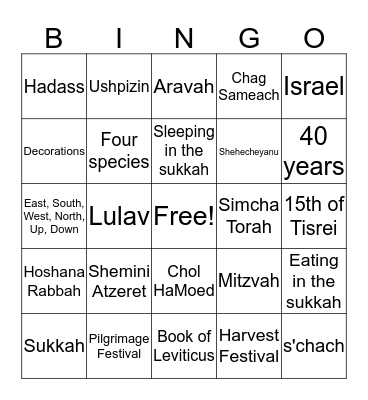 Sukkah Bingo Card