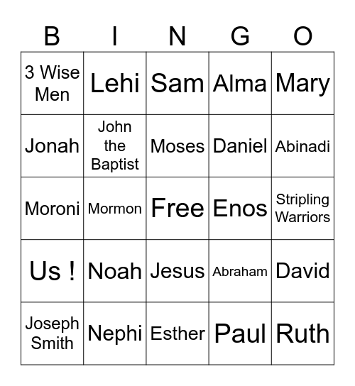 People who followed Gods commands Bingo Card