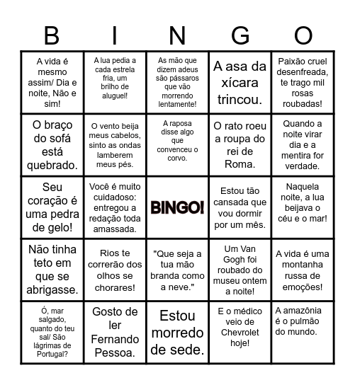 BINGO DE FIGURAS DE LINGUAGEM Bingo Card
