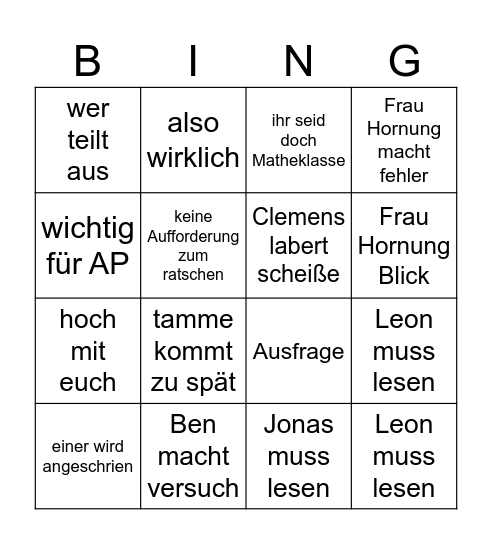 Physik Bingo Card