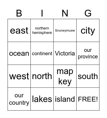 Geography Bingo Card
