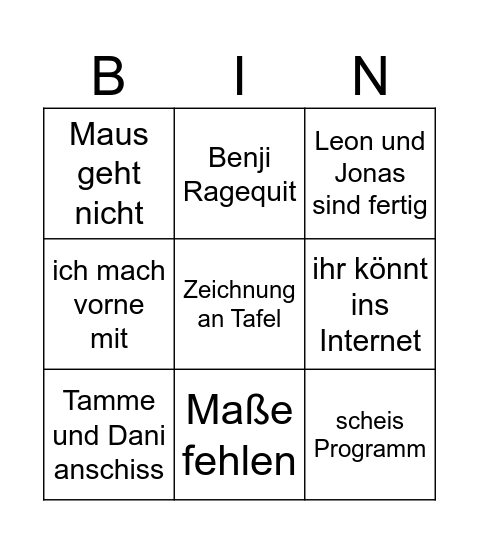 CAD Bingo Card