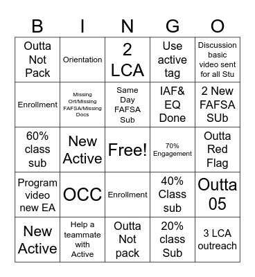 Start Week Day 2 Bingo Card