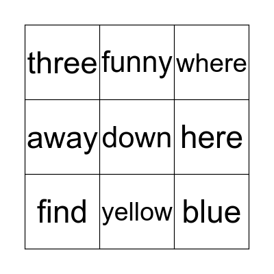 fry words Bingo Card