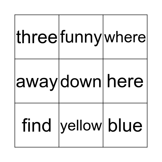 fry words Bingo Card