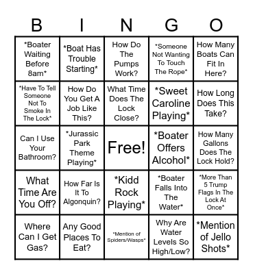 Lockage Bingo Card