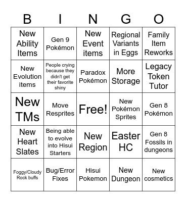 PMU Prediction Bingo Card