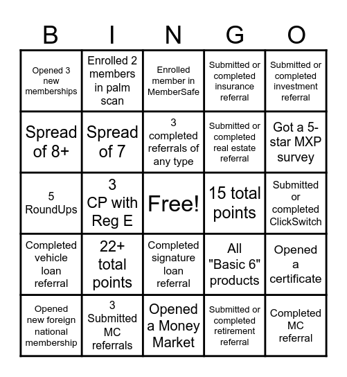Sales and Service Bingo Card