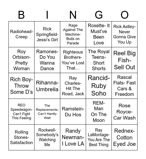 Radio Bingo RRRR Bingo Card