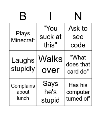 Troy bingo Card