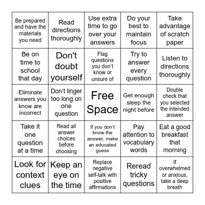 Testing Strategies Bingo Card