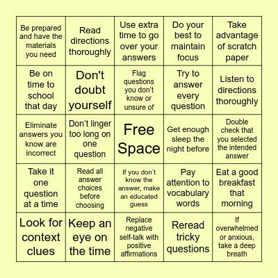 Testing Strategies Bingo Card