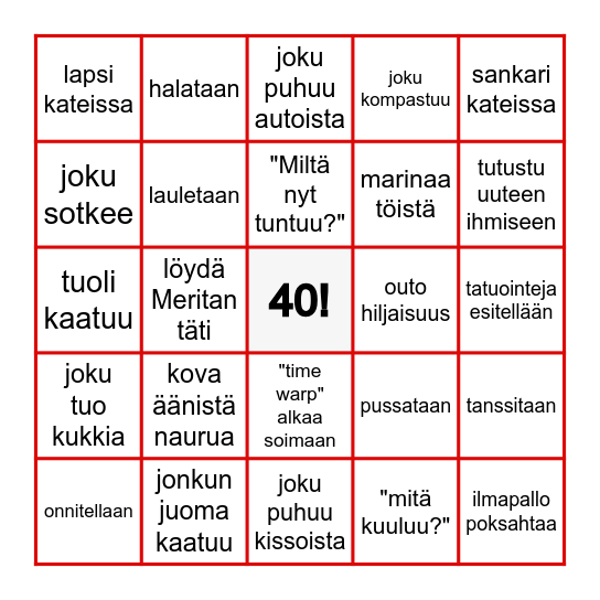 Merita 40v. Bingo Card