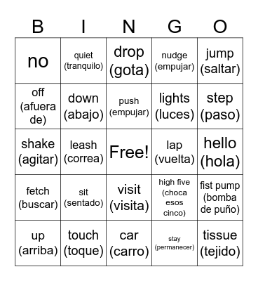 ORIC'S COMMANDS 2 Bingo Card