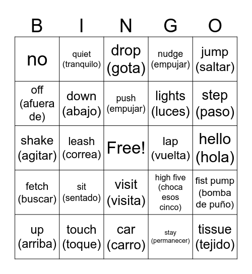 ORIC'S COMMANDS 2 Bingo Card