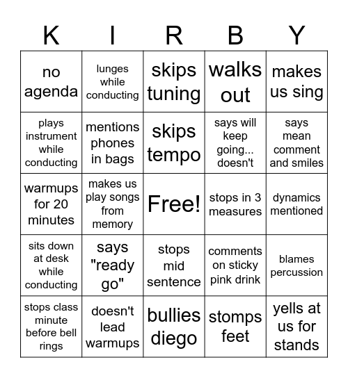 Band Bingo Card