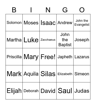 Bible Bingo Card