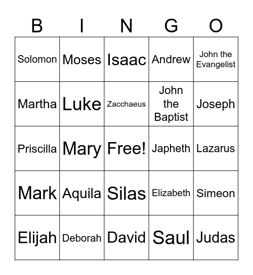 Bible Bingo Card