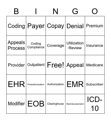 Medical Billing & Coding Bingo Card