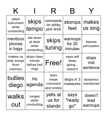 Band Bingo Card