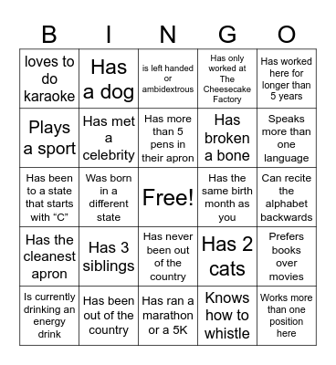 Find Someone Who… Bingo Card