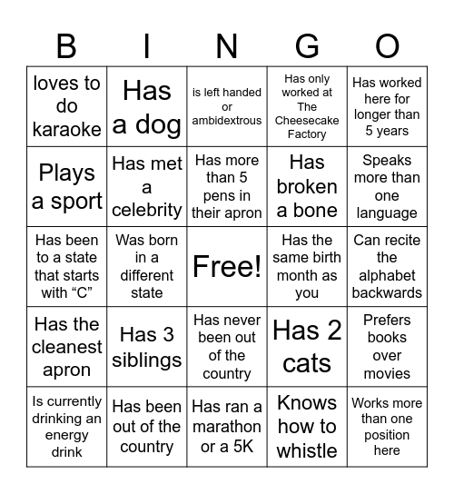 Find Someone Who… Bingo Card
