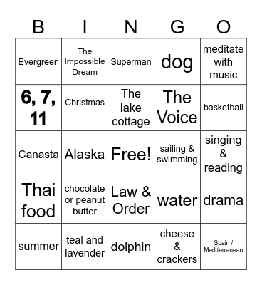 All About Deryle Bingo Card