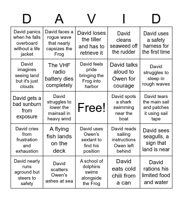 The Voyage on the Frog Bingo Card