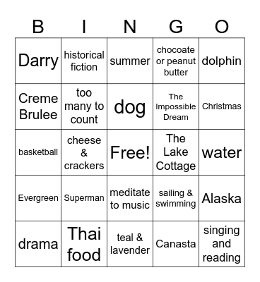 All About Deryle Bingo Card
