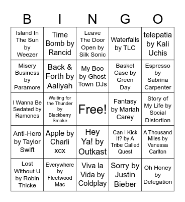 Musical Bingo Night Bingo Card