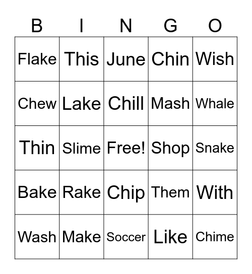 Digraph/CVCe Bingo Card