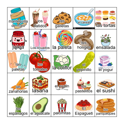 Food Bingo Card