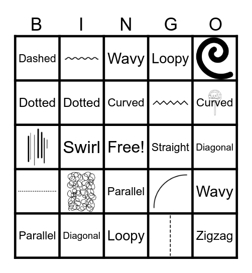 All About Lines Bingo Card
