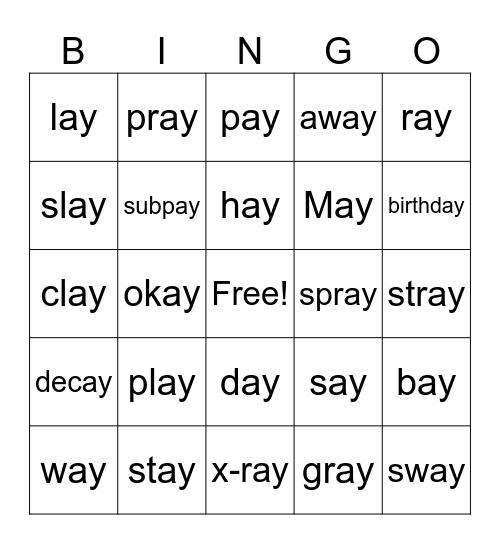 ay Bingo Card