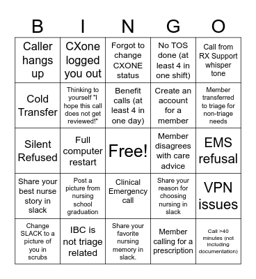 Nurses Week 2025 Bingo Card