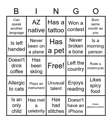 Find Someone Who... Bingo Card
