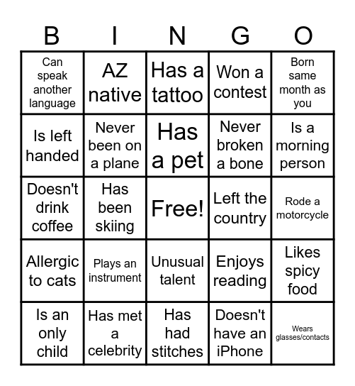 Find Someone Who... Bingo Card