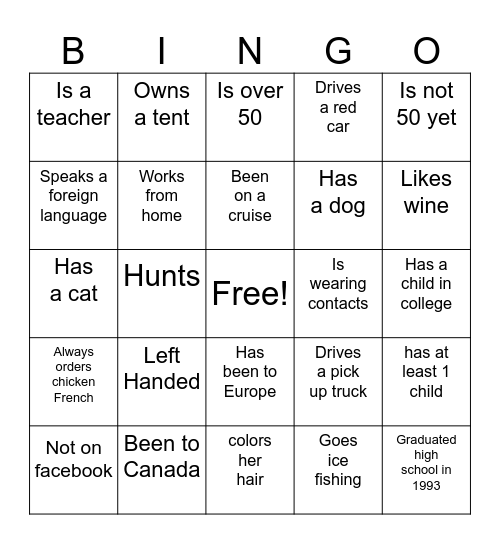 Girls Weekend Bingo Card