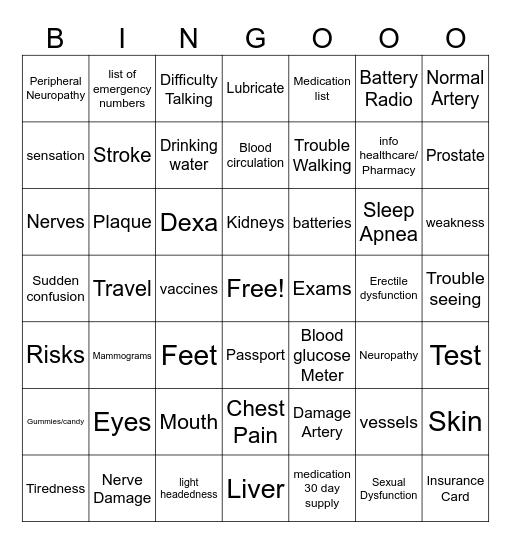 Diabetes PD #5 Bingo Card